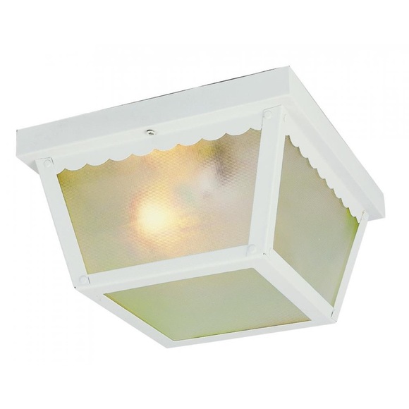 White Outdoor Flush Mount Light Fixture - Picture 6 of 16